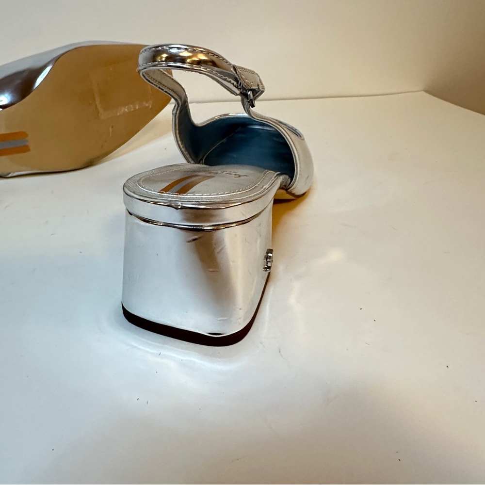 Sam Edelman Terra Silver Block Heel Womens Slingbacks, Sz 9 Great condition - Picture 14 of 15